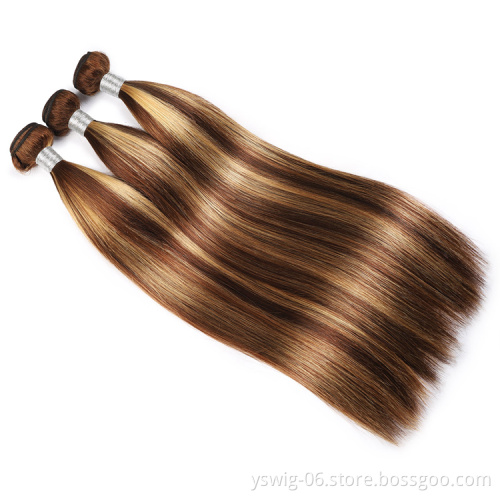 YS Piano Color Super Double Drawn Human Hair Bundles With Closure,Double Drawn Cuticle Aligned Brazilian Hair Bundles Vendors